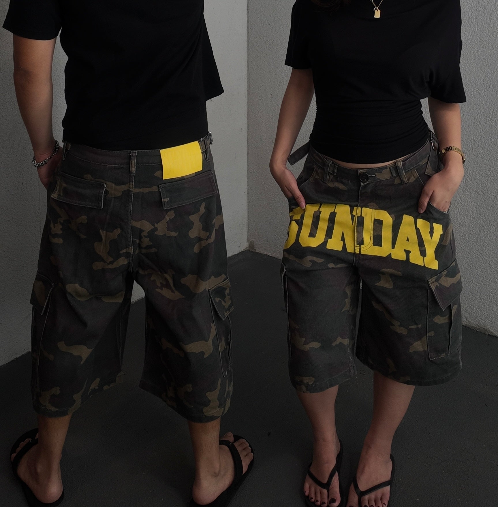 SUNDAY BIG LOGO BAGGY CAMO CARGO