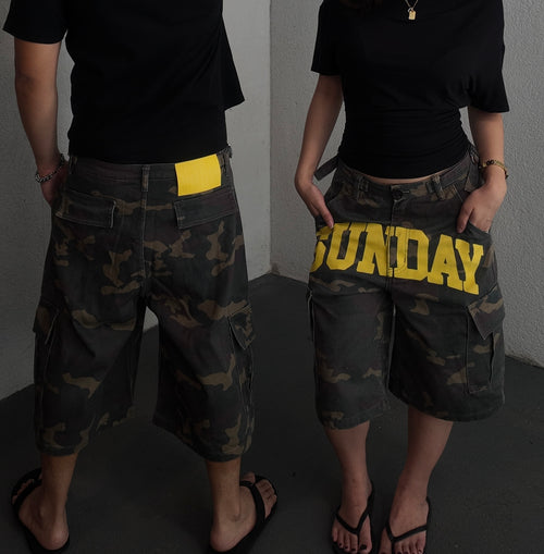 SUNDAY BIG LOGO BAGGY CAMO CARGO